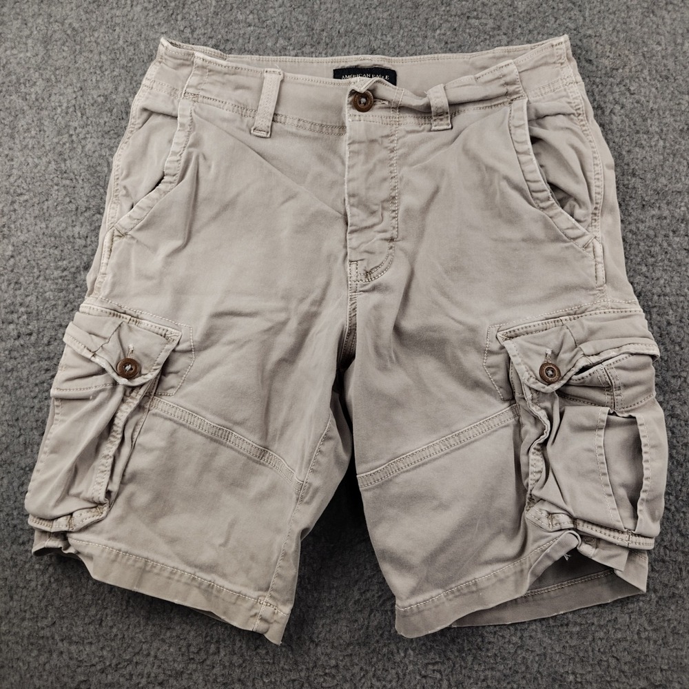 American Eagle Cotton Cargo Shorts Mens 30 Extreme Flex Khaki Tan Y2K Skater